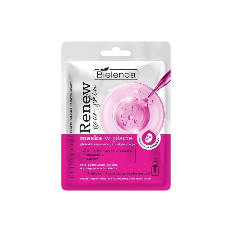 Bielenda RENEW YOUR SKIN Maska w płacie z witaminą C- głęboka regeneracja i stymulacja