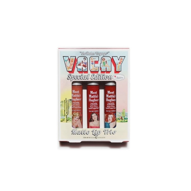 theBalm Meet Matte Hughes Trio Kit Vacay Ein Set mit drei matten Lippenstiften