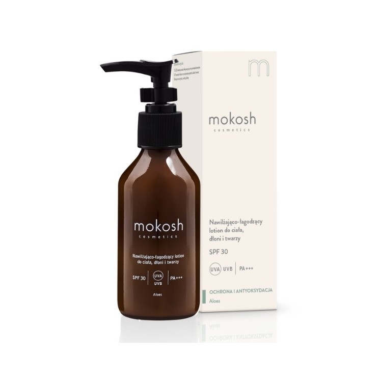 Mokosh feuchtigkeitsspendende und beruhigende Lotion für Körper, Gesicht und Hände SPF30 Aloe 100 ml