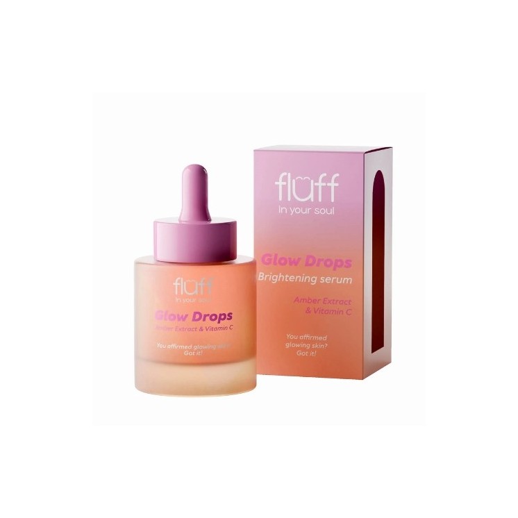 Fluff Glow Drops rozświetlające Serum do twarzy z ekstraktem z bursztynu i witaminą C 30 ml