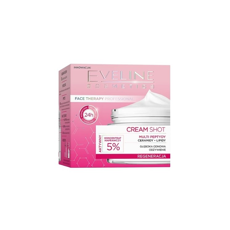 Eveline Cream Shot regenerujący Krem do twarzy 5% Koncentrat naprawczy 50 ml