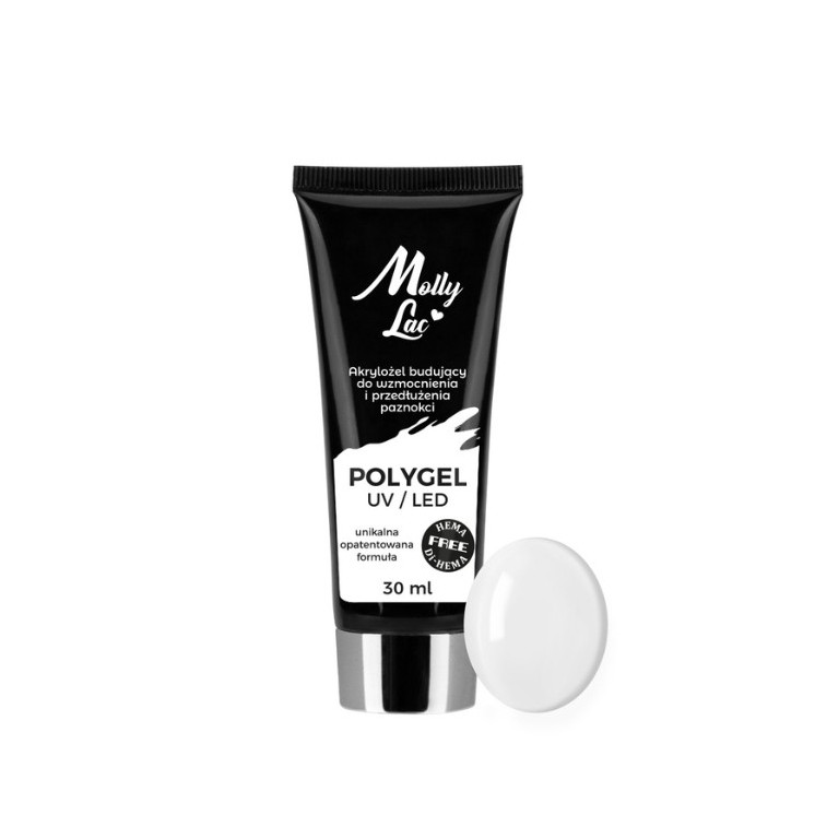 MollyLac Polygel акриловий гель будівельний HEMA/Di- HEMA Free № /02/ White 30 мл