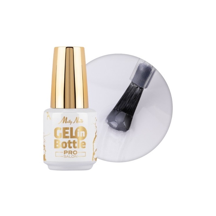 MollyLac Pro Salon Gel in der Flasche Nagelgel in der Flasche mit Multifunktionsbürste White Angel 15 g