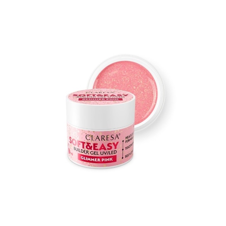 Claresa Soft & Easy Żel budujący do paznokci Glimmer Pink 45 g