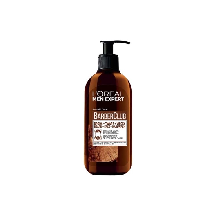L'oreal Men Expert Barber Club nawilżający Oczyszczający żel do mycia brody/twarzy i włosów z olejkiem z drzewa cedrowego 250 ml