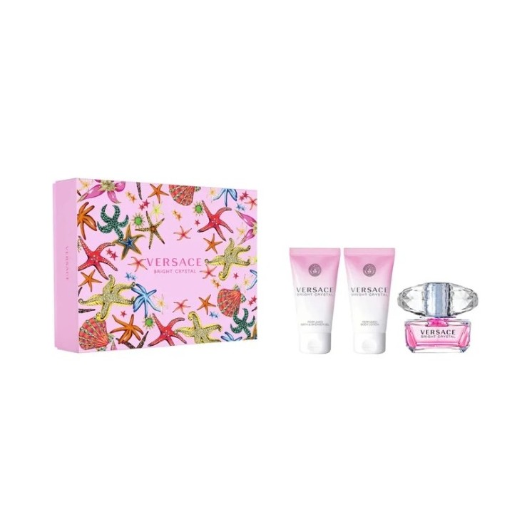 Versace Bright Crystal zestaw Woda toaletowa dla kobiet spray 50 ml + balsam do ciała 50 ml + żel pod prysznic 50 ml