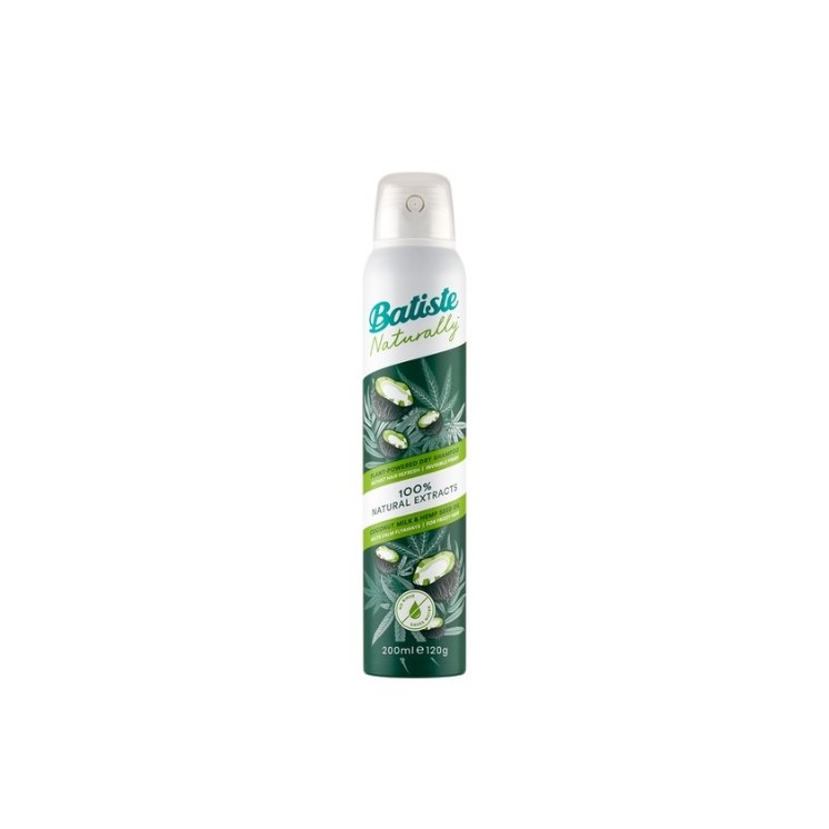 Batiste Naturally Coconut & Hemp Trockenshampoo absorbiert überschüssigen Talg und erfrischt das Haar. 200 ml