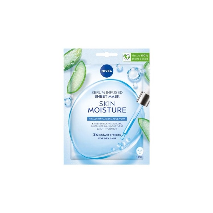 Nivea Skin Moisture maska w płachcie z kwasem hialuronowym i aloesem 1 sztuka