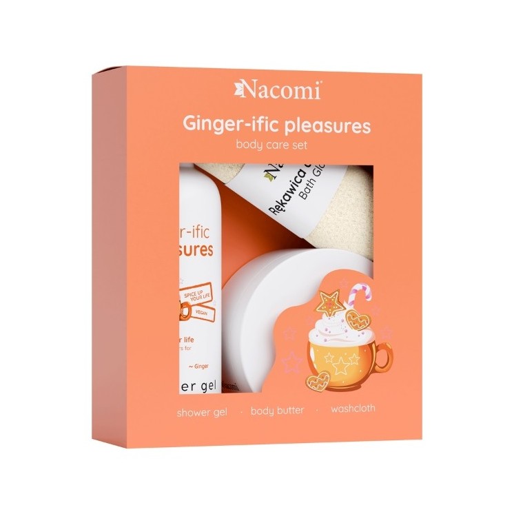 Nacomi Body Care set Ginger Żel pod prysznic 300 ml + Masło do ciała 100 ml + Rękawica do kąpieli