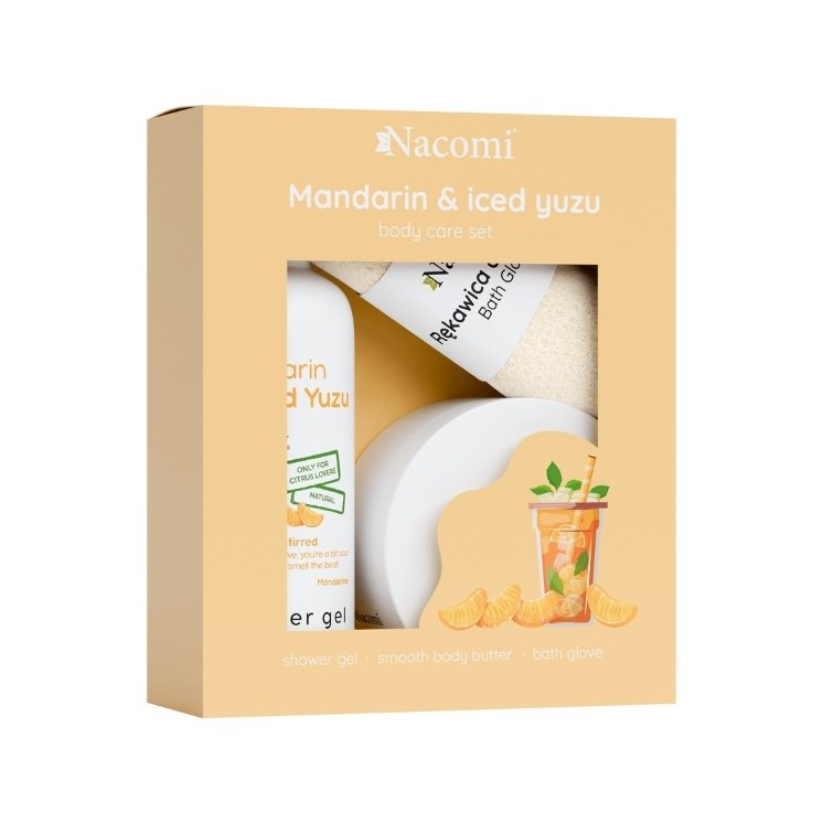 Nacomi Body Mandarine und Yuzu Duschgel 300 ml + Körperbutter 100 ml + Badehandschuh
