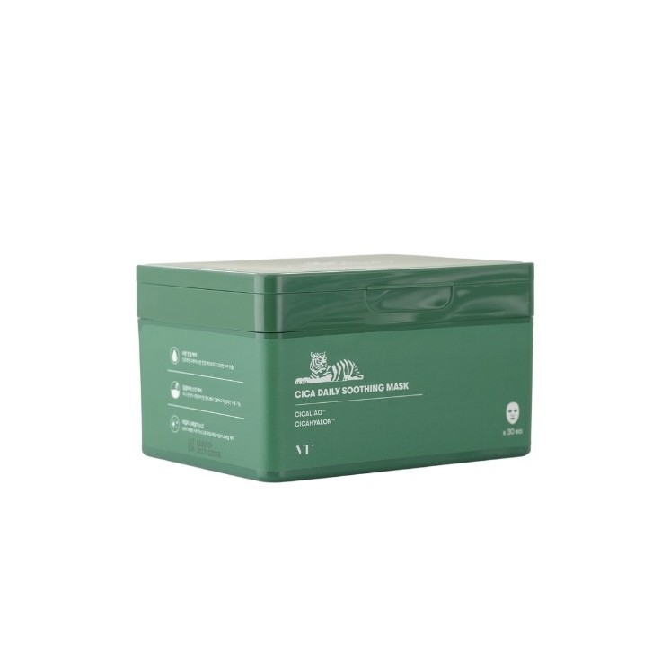 VT Cosmetics CICA Daily Soothing Mask Zestaw Kojących Masek do Twarzy w Płachcie 30 sztuk 350 g