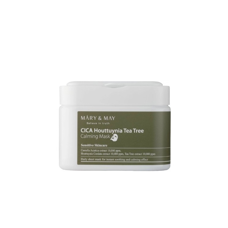 Mary&May Cica Houttuynia Tea Tree Calming Mask Набір заспокійливих масок для обличчя 30 штук