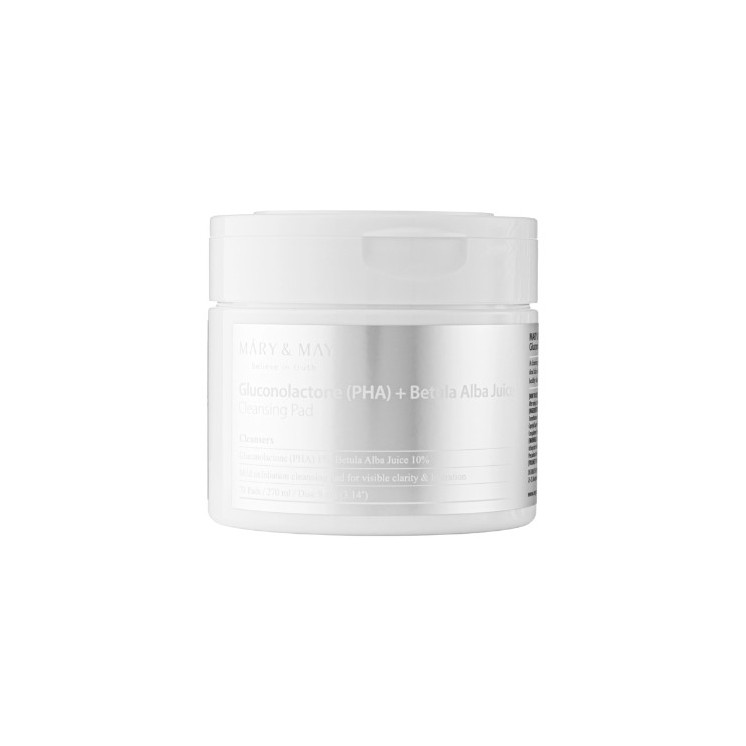 Mary&May Gluconolactone (PHA)+Betula Alba Juice Cleansing Pad Płatki Oczyszczająco-Peelingujące 70 sztuk