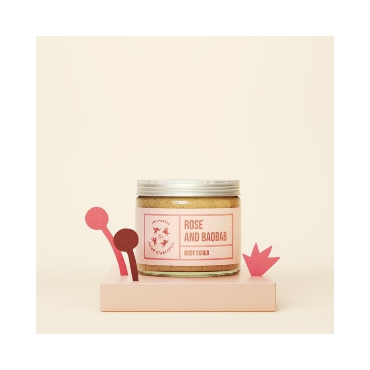 Mydlarnia Cztery Szpaki Peeling cukrowy do ciała Róża i Baobab 250 ml