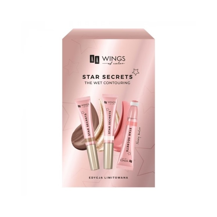 Набір косметики AA Wings of Color Wet Contouring Trio Кремовий бронзер 13 мл + Вершкові рум'яна 13 мл + Кремовий хайлайтер 13 мл