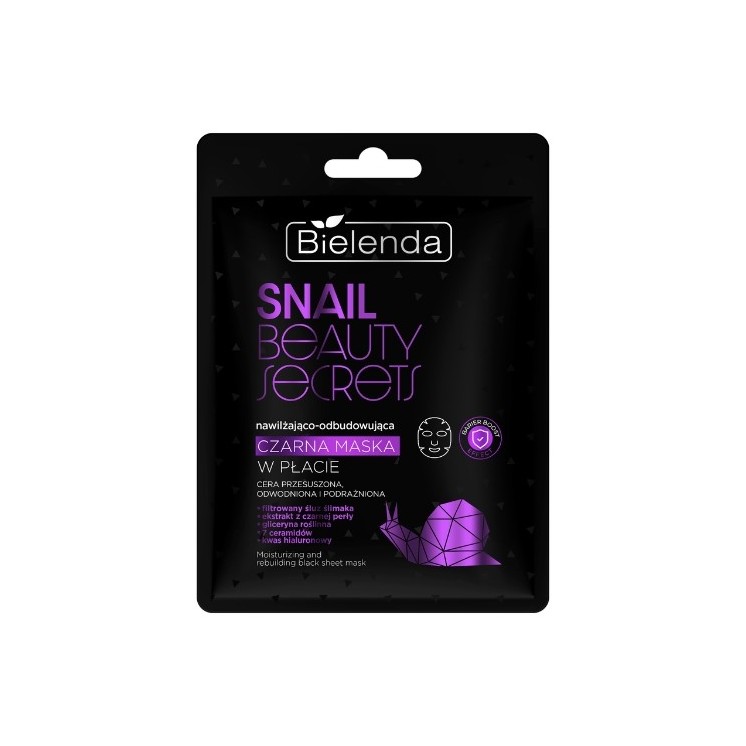 Bielenda SNAIL BEAUTY SECRETS Nawilżająco - odbudowująca czarna maska w płacie z filtrowanym śluzem ślimaka 1 sztuka
