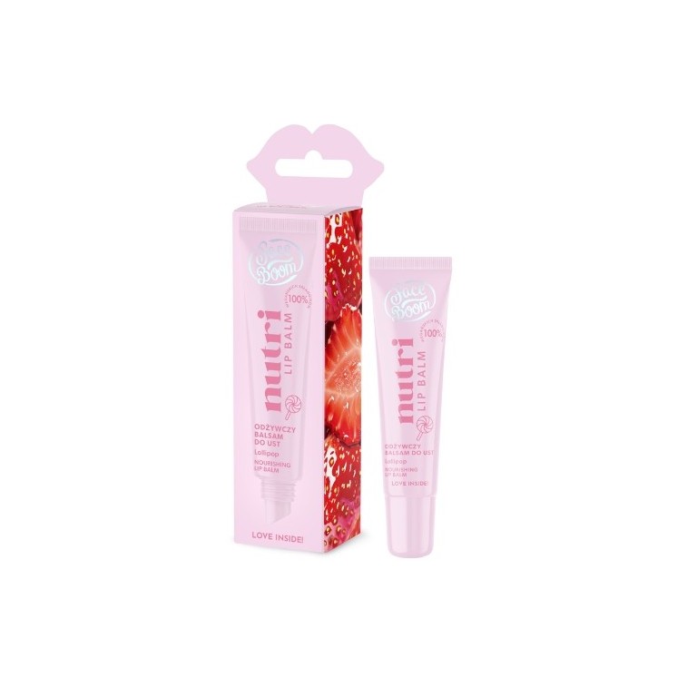 FaceBoom Nutri Lip Balm Odżywczy balsam do ust z sokiem z truskawki LOLLIPOP 10 g