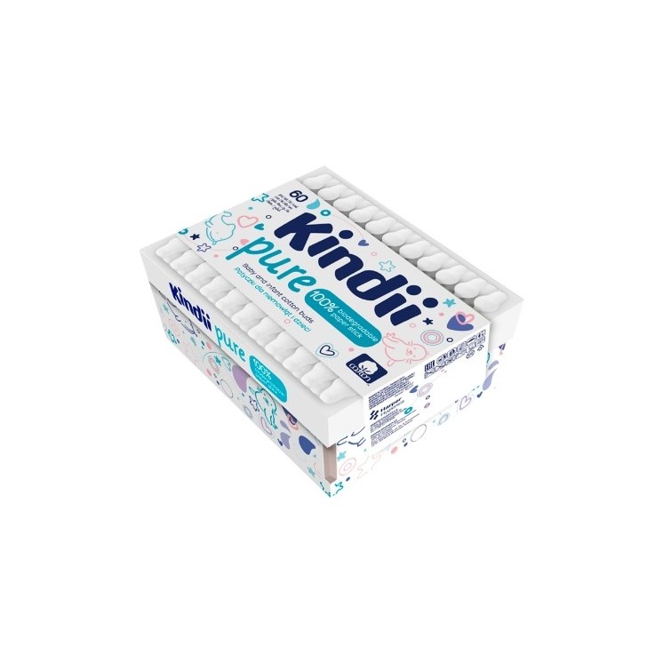 Kindii Pure Patyczki dla niemowląt i dzieci 60 sztuk