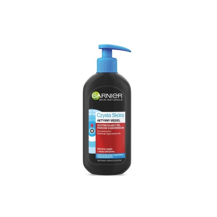 Garnier Czysta Skóra Aktywny Węgiel oczyszczający żel do twarzy przeciw zaskórnikom 200 ml