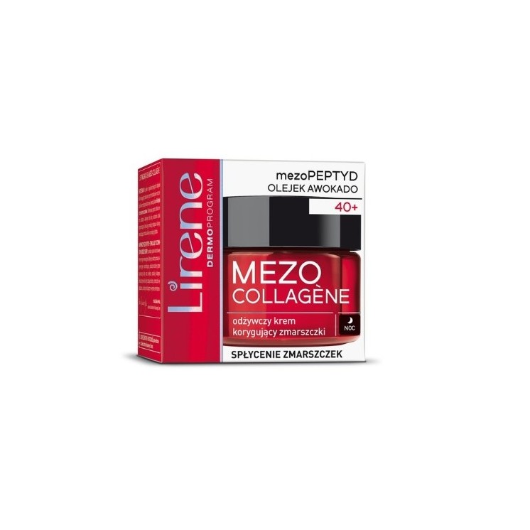 Lirene Mezo Collagene 40+ Odżywczy krem korygujący zmarszczki na noc spłycenie zmarszczek 50 ml
