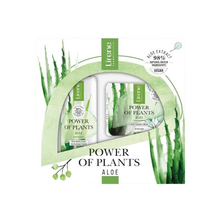 Подарунковий набір Lirene Power Of Plants Крем для обличчя з алое 50 мл + тонік для обличчя 200 мл