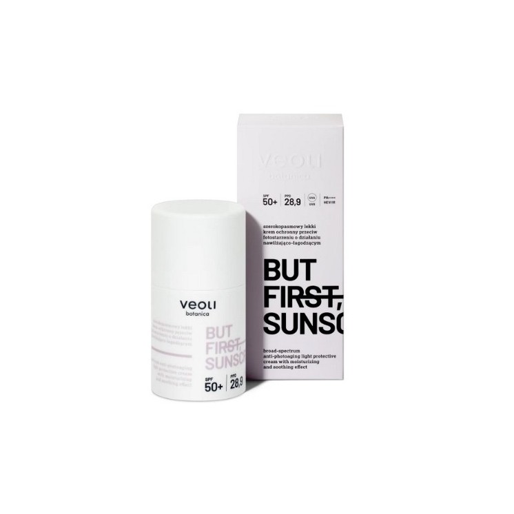 Veoli Botanica But First Sunscreen lekki Krem ochronny przeciw fotostarzeniu SPF 50+ 50 ml