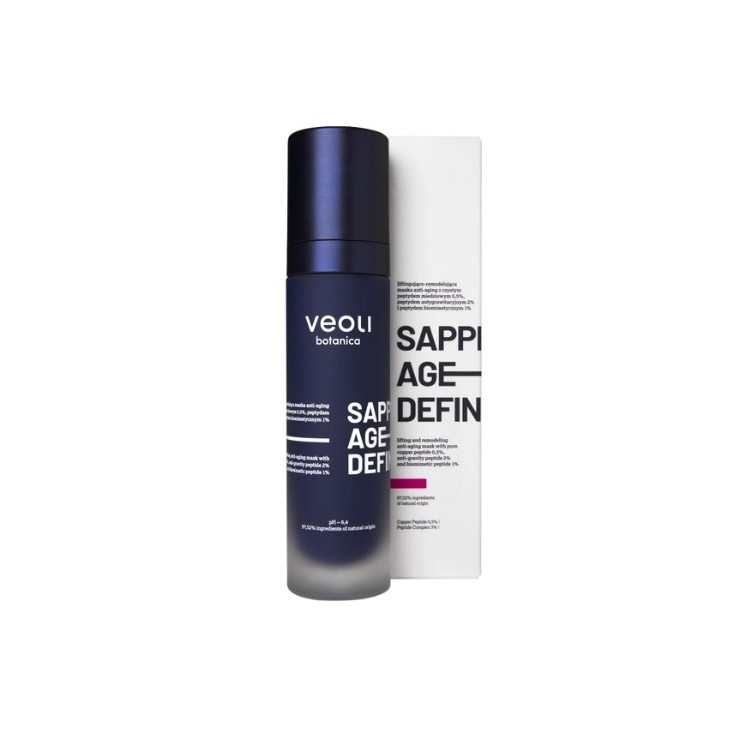 Veoli Botanica Sapphire Age Definer liftingująco-remodelująca Maska do twarzy z czystym peptydem miedziowym 0,5% 50ml