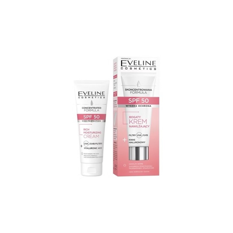 Eveline Concentrated Formula bogaty Krem do twarzy nawilżający SPF50 30 ml