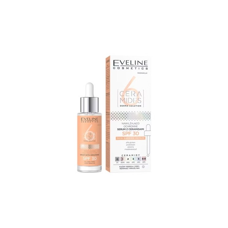Eveline 6 CERAMIDES nawilżająco-ochronne Serum do twarzy z ceramidami i SPF30 30 ml