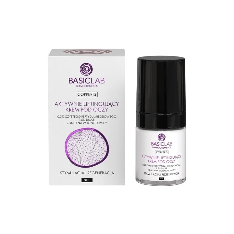 BasicLab Copperis Actively Lifting Night Eye Cream 3% Pure Copper Peptide Stimulation and Regeneration 18 ml