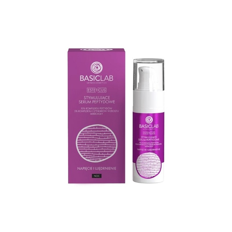 BasicLab Esteticus stimulating Peptide Serum for the face at night 15% peptide complex 30 ml