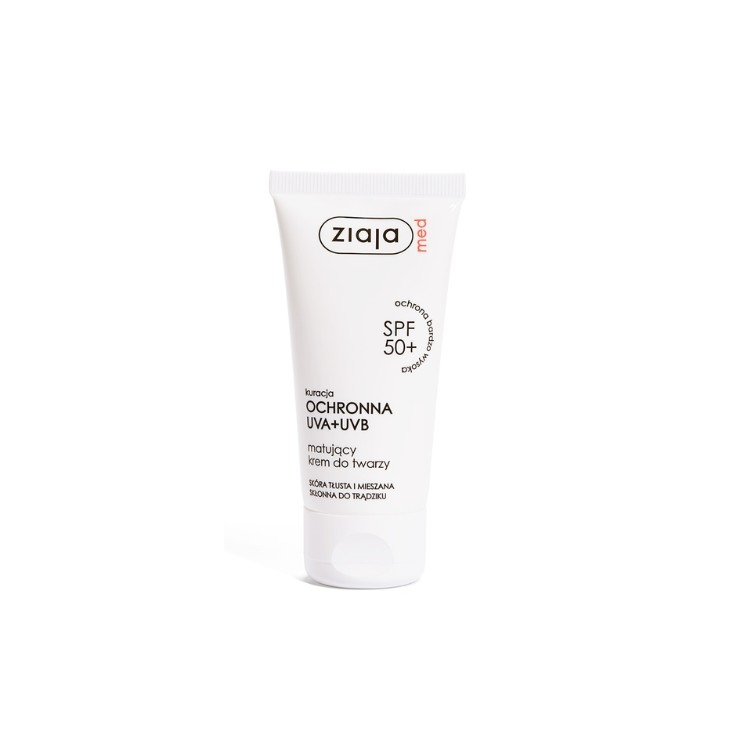 Ziaja Med Kuracja ochronna Krem do twarzy matujący SPF50+ 50 ml