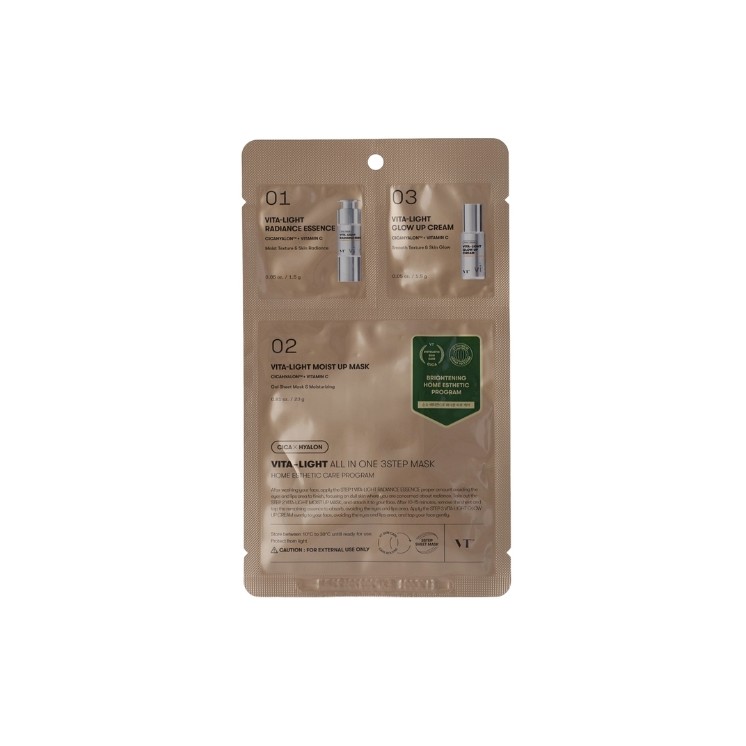 VT Cosmetics Vita Light All in One 3Step rozjaśniająca Maska do twarzy w płachcie 1,5 g + 1,5 g + 25 g