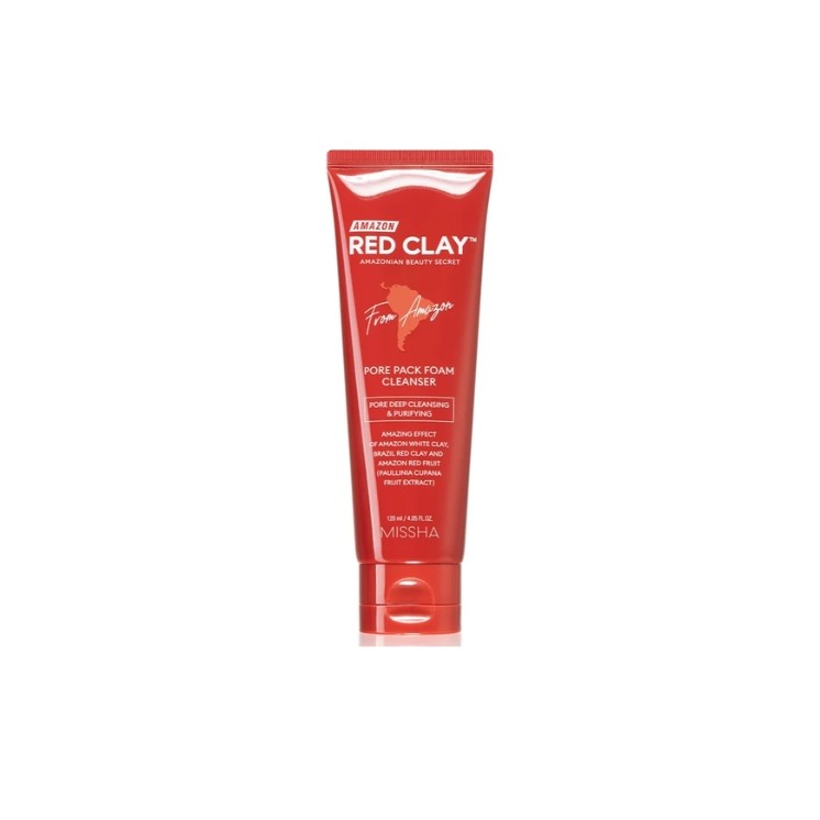 Missha Amazon Red Clay dogłębnie oczyszczająca Pianka do mycia twarzy 120 ml