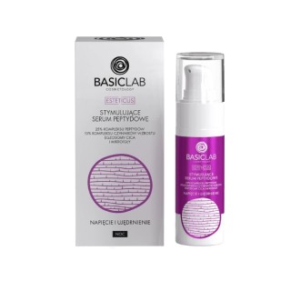 Стимулююча пептидна сироватка BasicLab Esteticus для обличчя на ніч 25% пептидний комплекс
