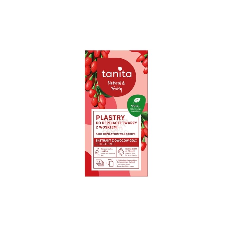 Смужки для видалення волосся на обличчі з воском годжі Tanita Natural &Fruity 12 шт.